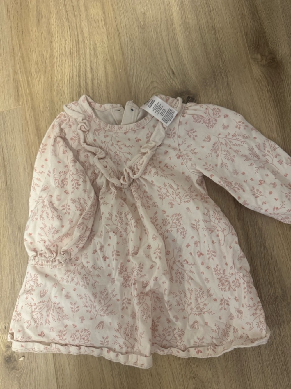 Gerber Pink Floral Ruffle Long-Sleeve Baby Dress
